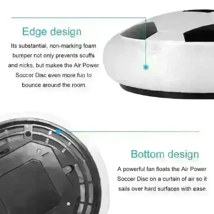 Rowan Hover Football – Indoor Air-Powered Soccer Disk with LED Lights & Foam Bumper - Naivri