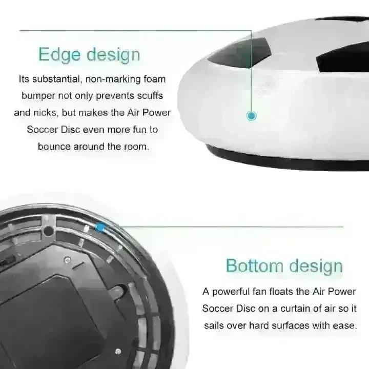 Rowan Hover Football – Indoor Air-Powered Soccer Disk with LED Lights & Foam Bumper - Naivri