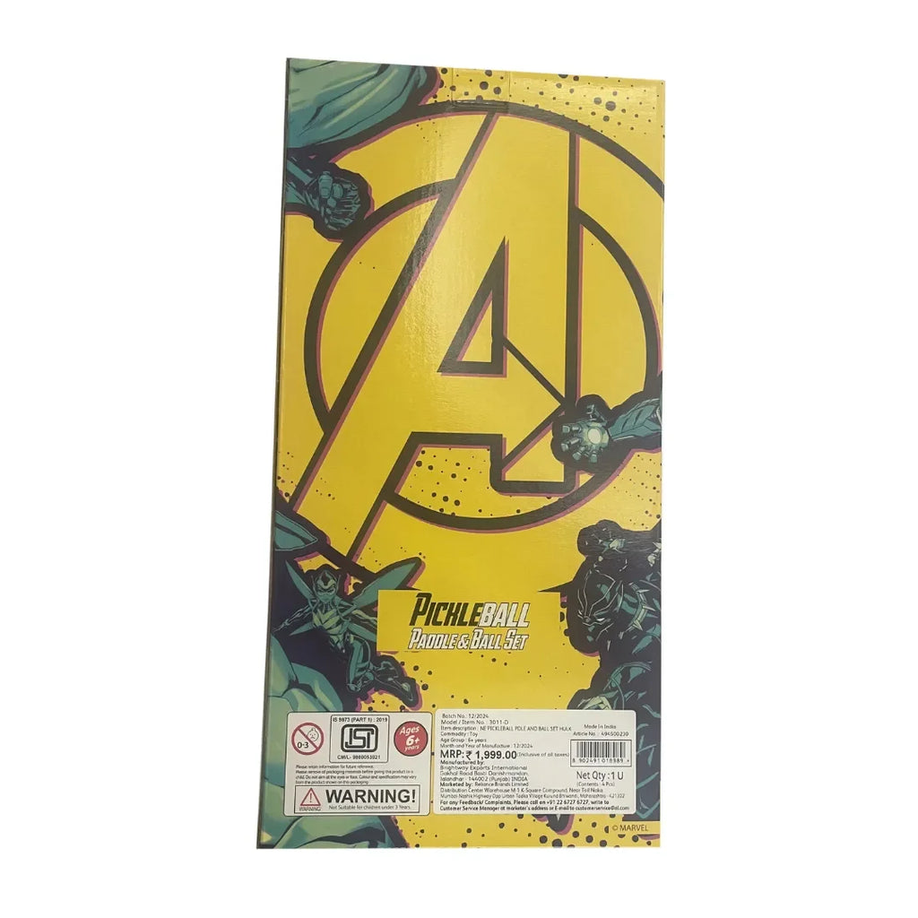 Rowan Pickleball Paddle & Ball Set – Hulk | Avengers Edition | Age 6Y+ - Naivri