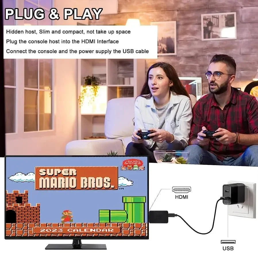 Sameo Micro Genius 8-Bit HDMI Gaming Console | 800 HD Retro Games | Dual Wireless Controllers - Naivri