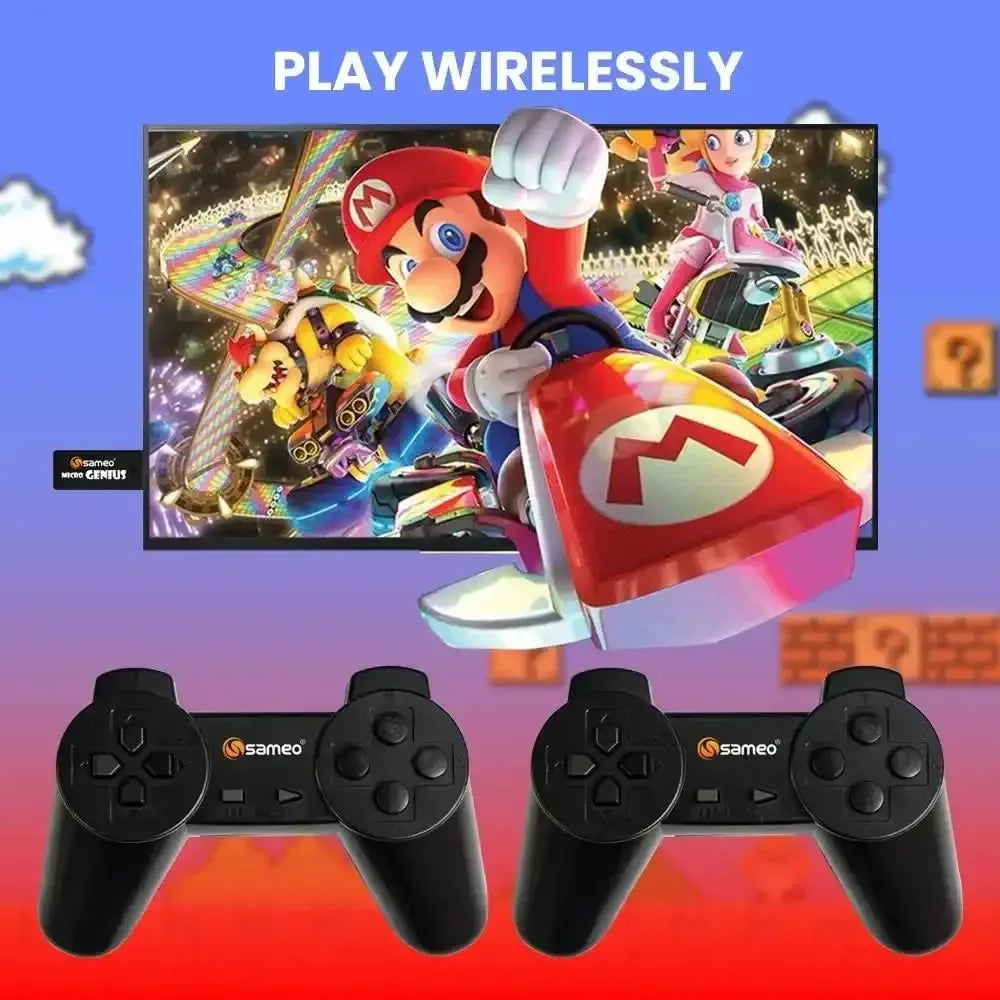 Sameo Micro Genius 8-Bit HDMI Gaming Console | 800 HD Retro Games | Dual Wireless Controllers - Naivri