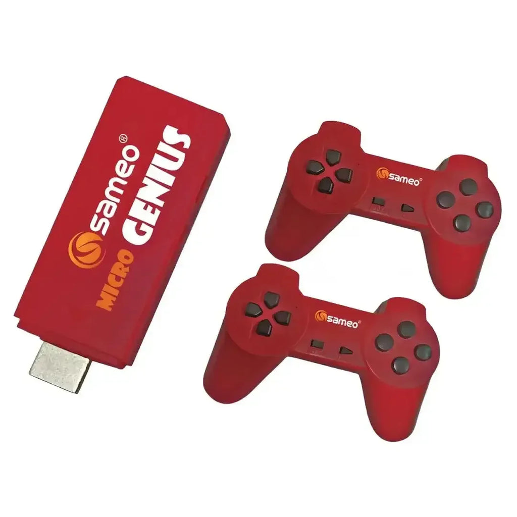 Sameo Micro Genius 8-Bit HDMI Gaming Console – Red | 800 Classic Games | Dual Wireless Controllers | Plug & Play TV Console - Naivri
