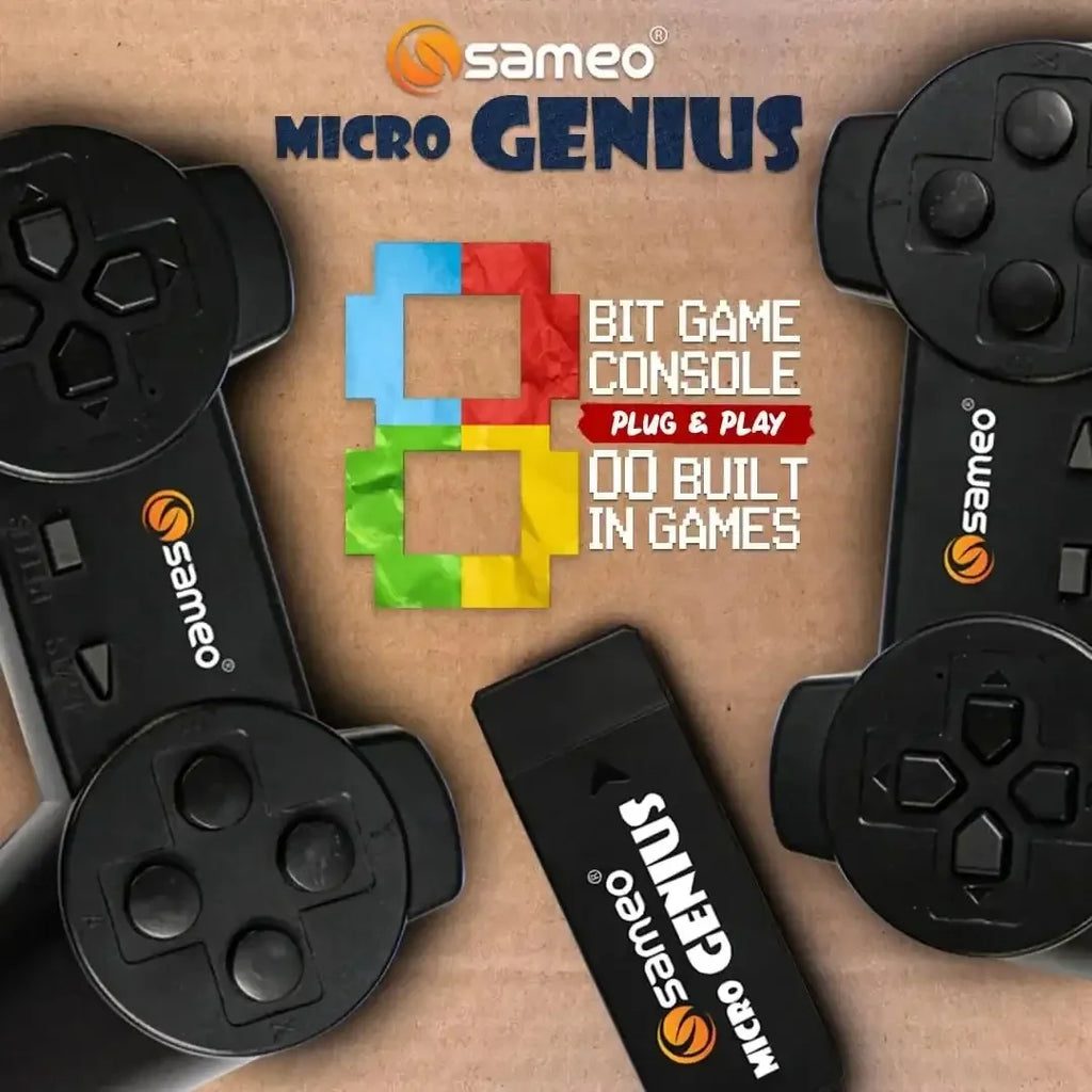 Sameo Micro Genius 8-Bit HDMI Gaming Console – Red | 800 Classic Games | Dual Wireless Controllers | Plug & Play TV Console - Naivri