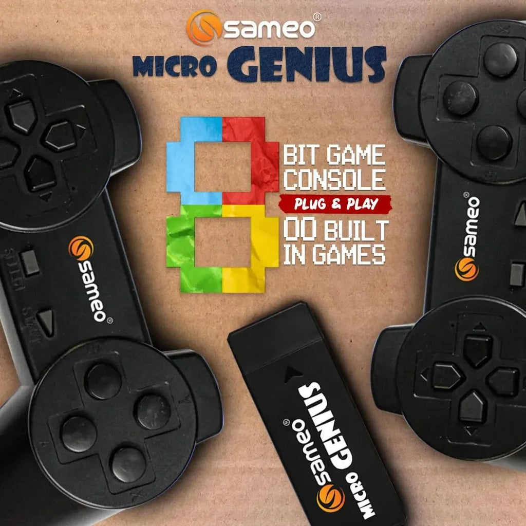 Sameo Micro Genius 8-Bit HDMI Gaming Console – Red | 800 Classic Games | Dual Wireless Controllers | Plug & Play TV Console - Naivri