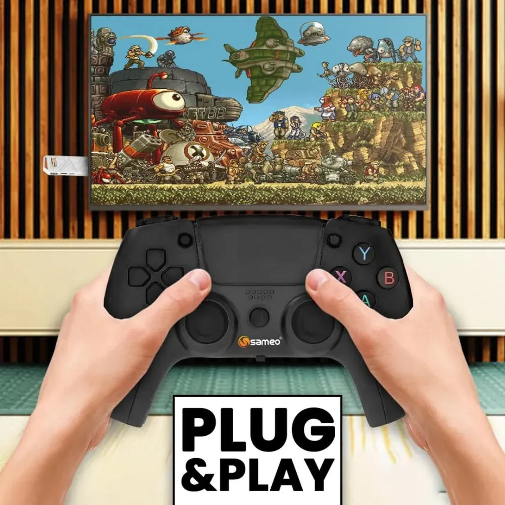 Sameo Micro Lite HDMI Game Stick – 10,000 Retro Games | 4K Ultra HD Support | Dual Wireless Controllers | Black - Naivri