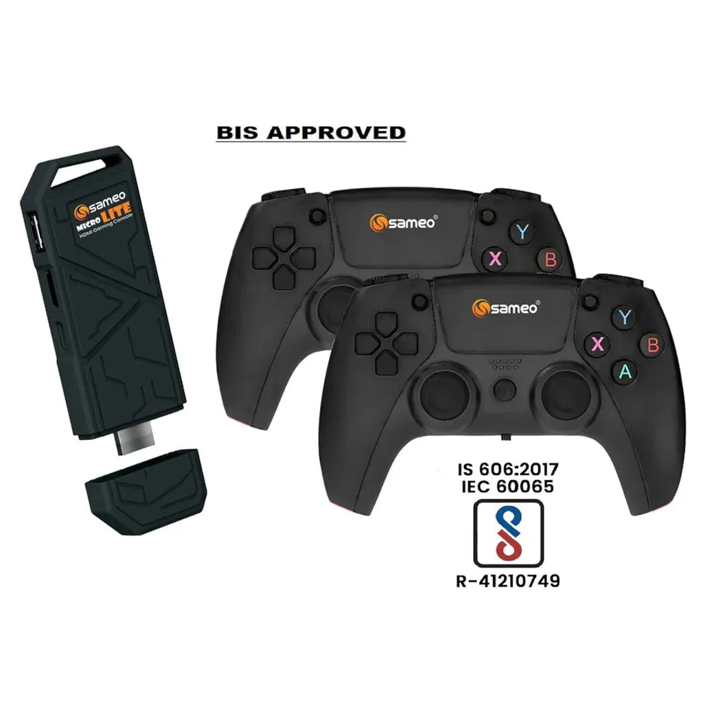 Sameo Micro Lite HDMI Game Stick – 10,000 Retro Games | 4K Ultra HD Support | Dual Wireless Controllers | Black - Naivri