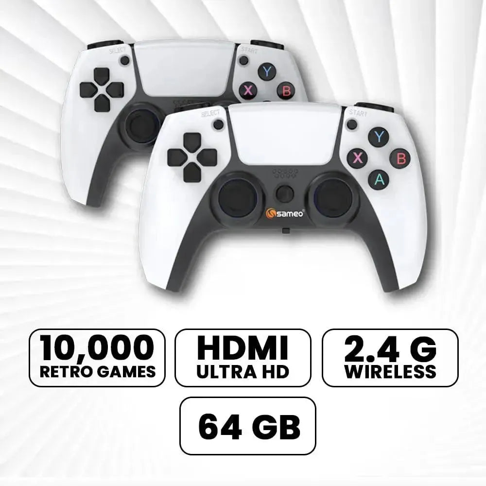 Sameo Micro Lite HDMI Game Stick – White | 10,000 Retro Games | Dual Wireless Controllers | 4K HDMI Plug & Play - Naivri