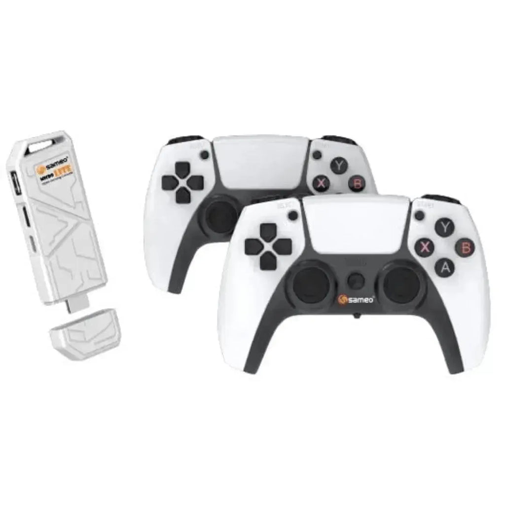 Sameo Micro Lite HDMI Game Stick – White | 10,000 Retro Games | Dual Wireless Controllers | 4K HDMI Plug & Play - Naivri