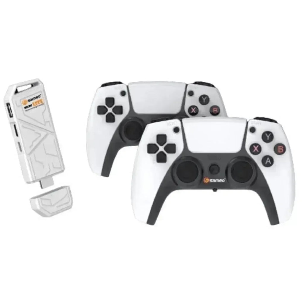 Sameo Micro Lite HDMI Game Stick – White | 10,000 Retro Games | Dual Wireless Controllers | 4K HDMI Plug & Play - Naivri