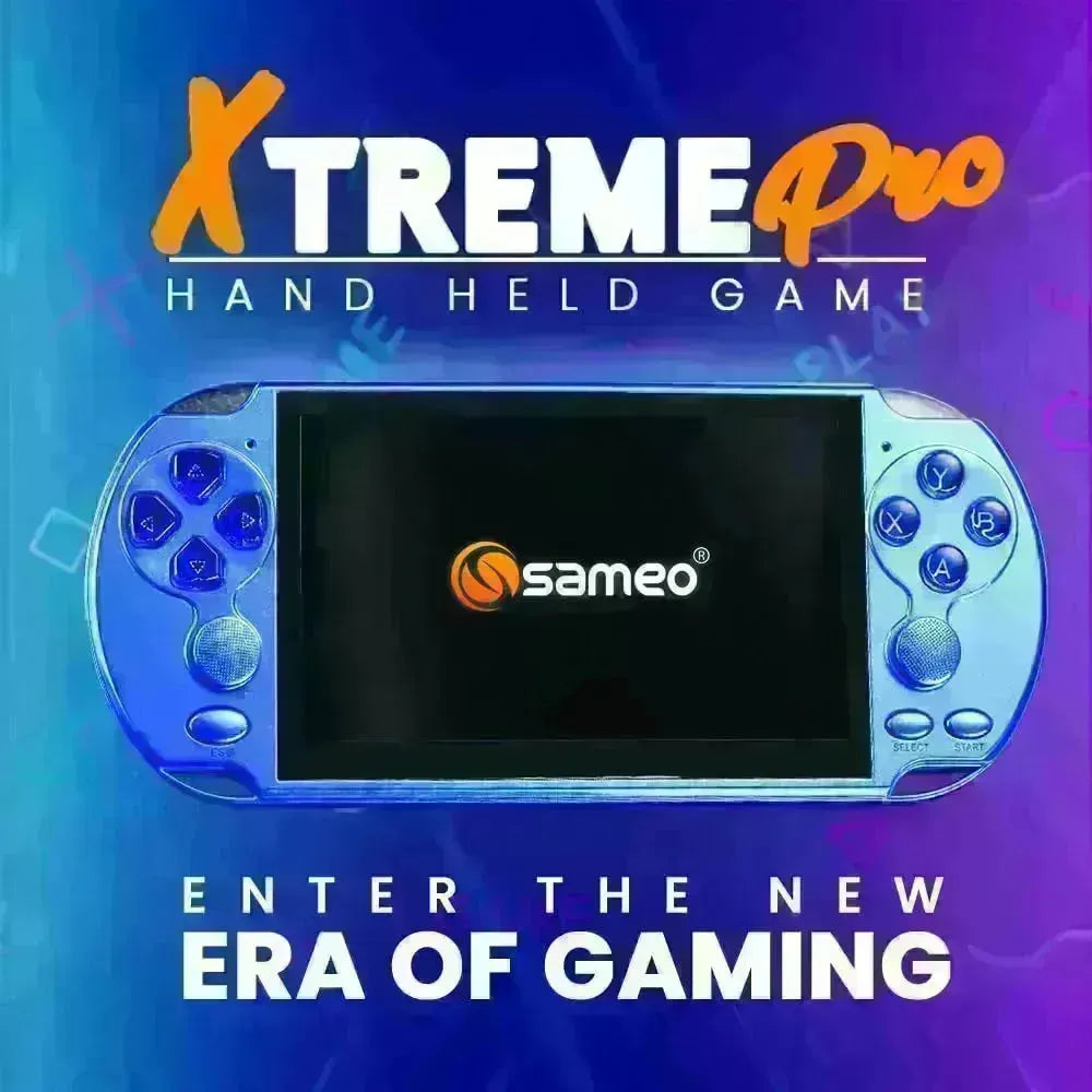 Sameo XTREME Pro Handheld Game Console with 10,000+ Preloaded Classic Games, Long Battery Life, TV Connectivity via AV Cable, Portable Retro Gaming Device in Blue - Naivri