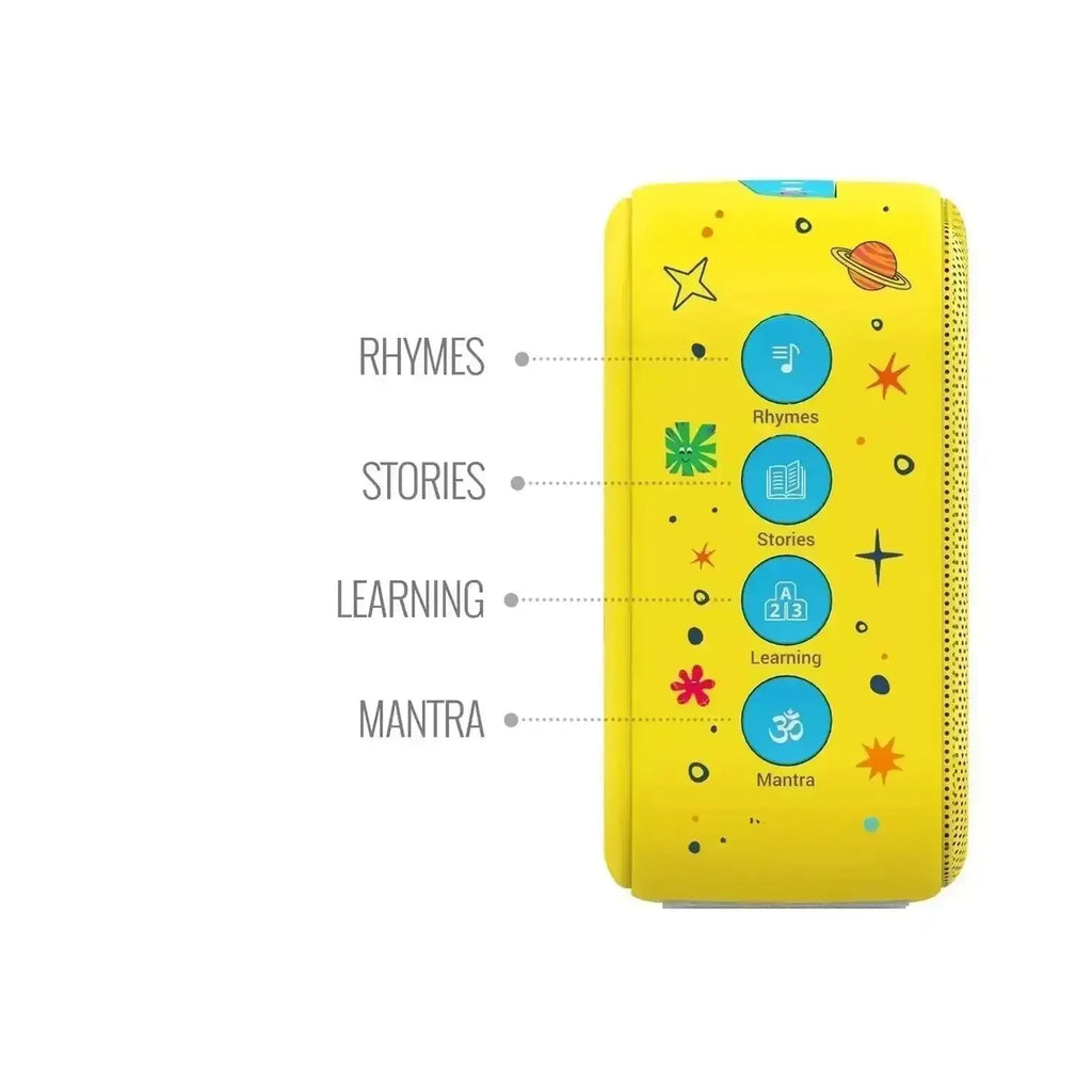 Saregama Carvaan Mini Kids with Wireless Mic – Baby Yellow | Portable Bluetooth Audio Player with 300+ Pre-Loaded Stories, Rhymes & Devotional Songs | Educational & Entertaining Gift for Kids - Naivri