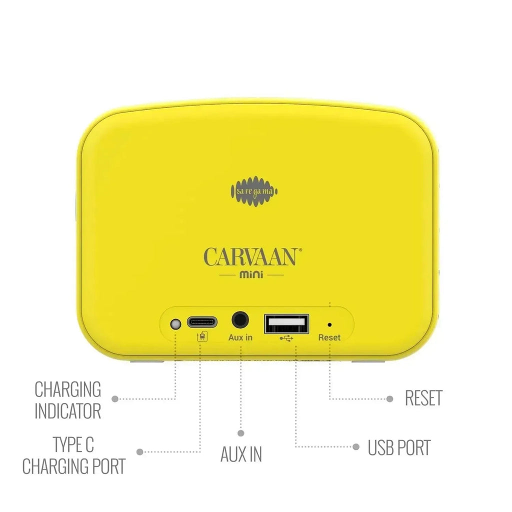 Saregama Carvaan Mini Kids with Wireless Mic – Baby Yellow | Portable Bluetooth Audio Player with 300+ Pre-Loaded Stories, Rhymes & Devotional Songs | Educational & Entertaining Gift for Kids - Naivri