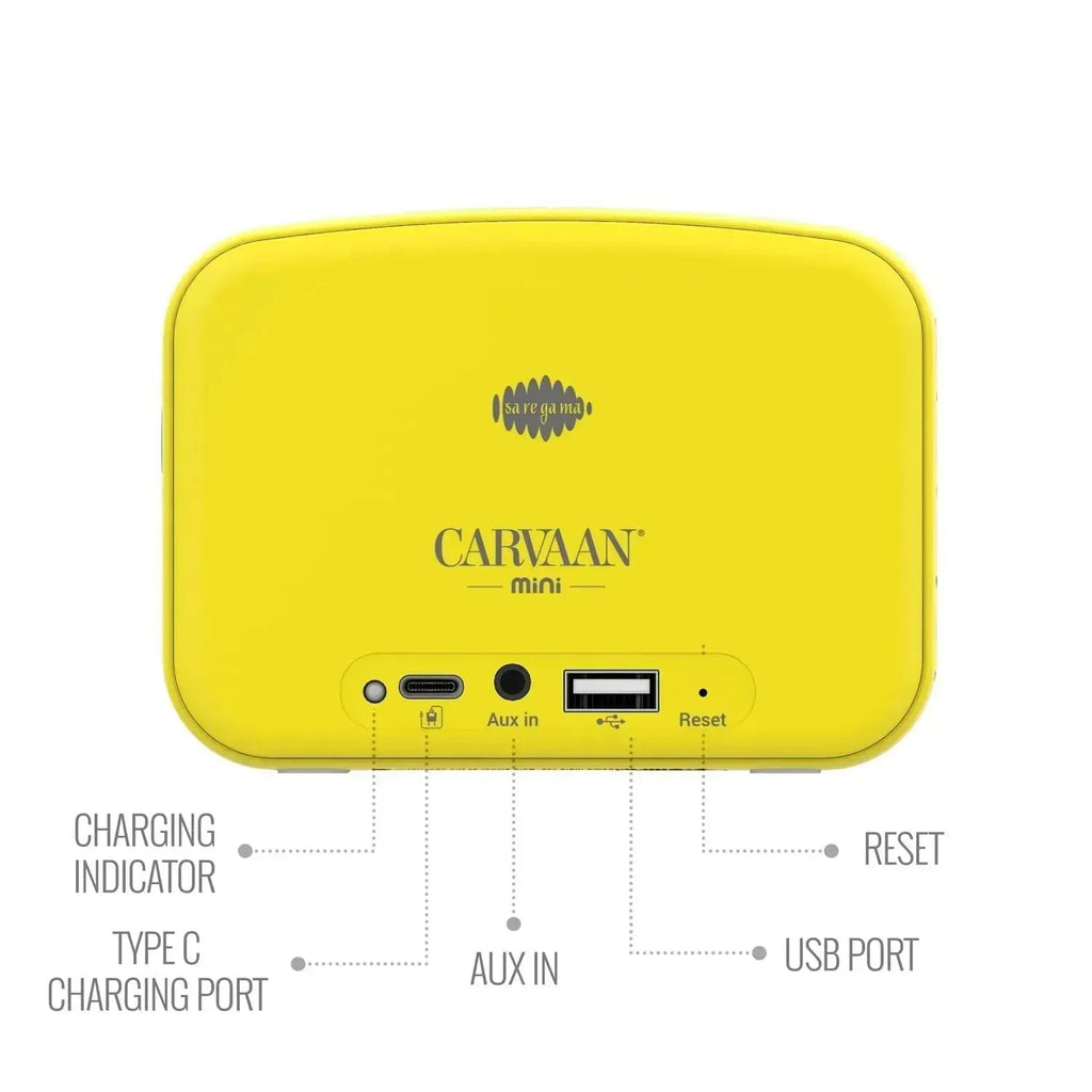 Saregama Carvaan Mini Kids with Wireless Mic – Baby Yellow | Portable Bluetooth Audio Player with 300+ Pre-Loaded Stories, Rhymes & Devotional Songs | Educational & Entertaining Gift for Kids - Naivri