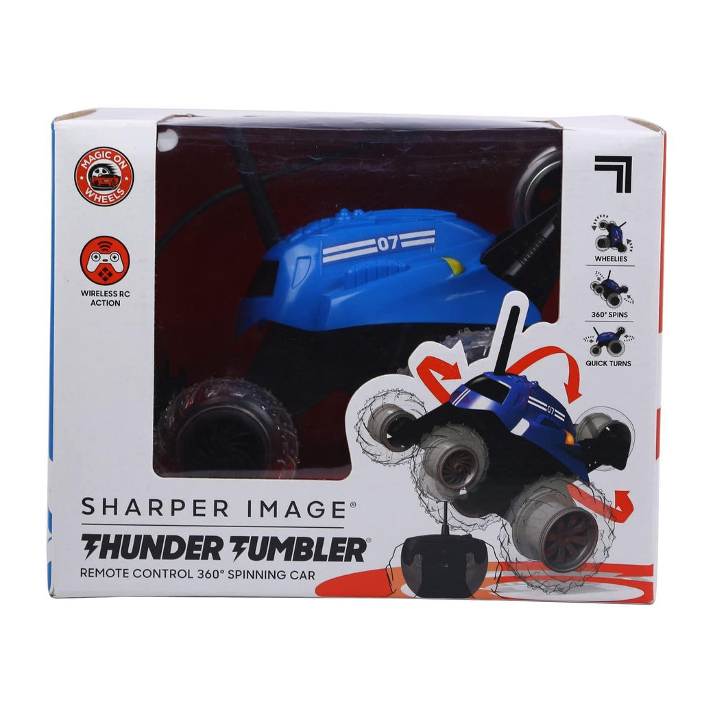 Sharper Image Thunder Tumbler Spinning Stunt Remote Controlled Car Blue - Naivri