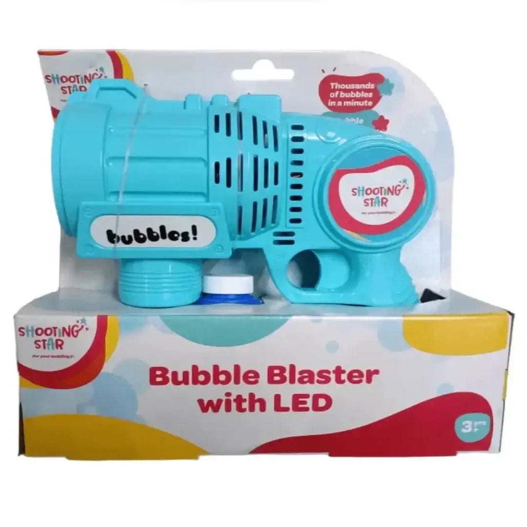 Shooting Star Bubble Blaster with LED Blue | Motorized Bubble Toy | 1000+ Bubbles Per Minute | Leak-Proof | LED Lights - Naivri