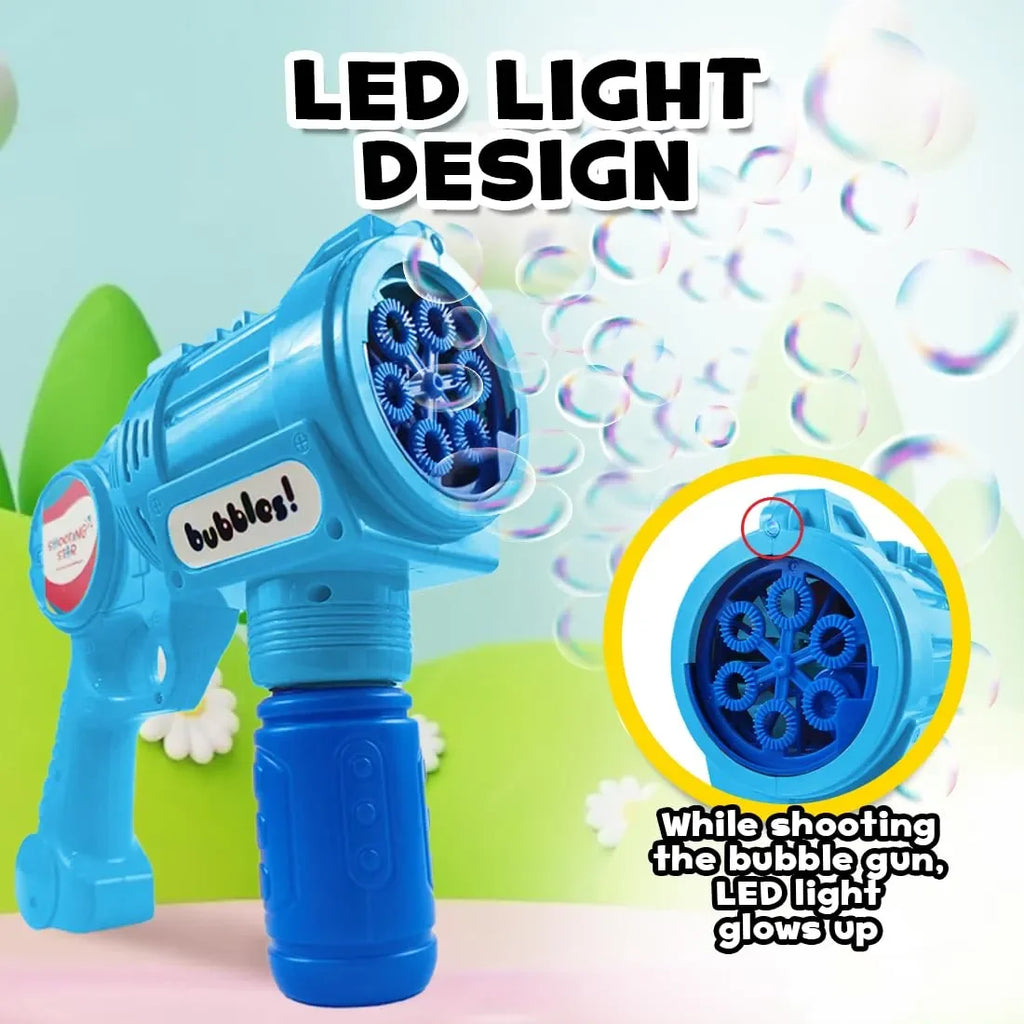 Shooting Star Bubble Blaster with LED Blue | Motorized Bubble Toy | 1000+ Bubbles Per Minute | Leak-Proof | LED Lights - Naivri