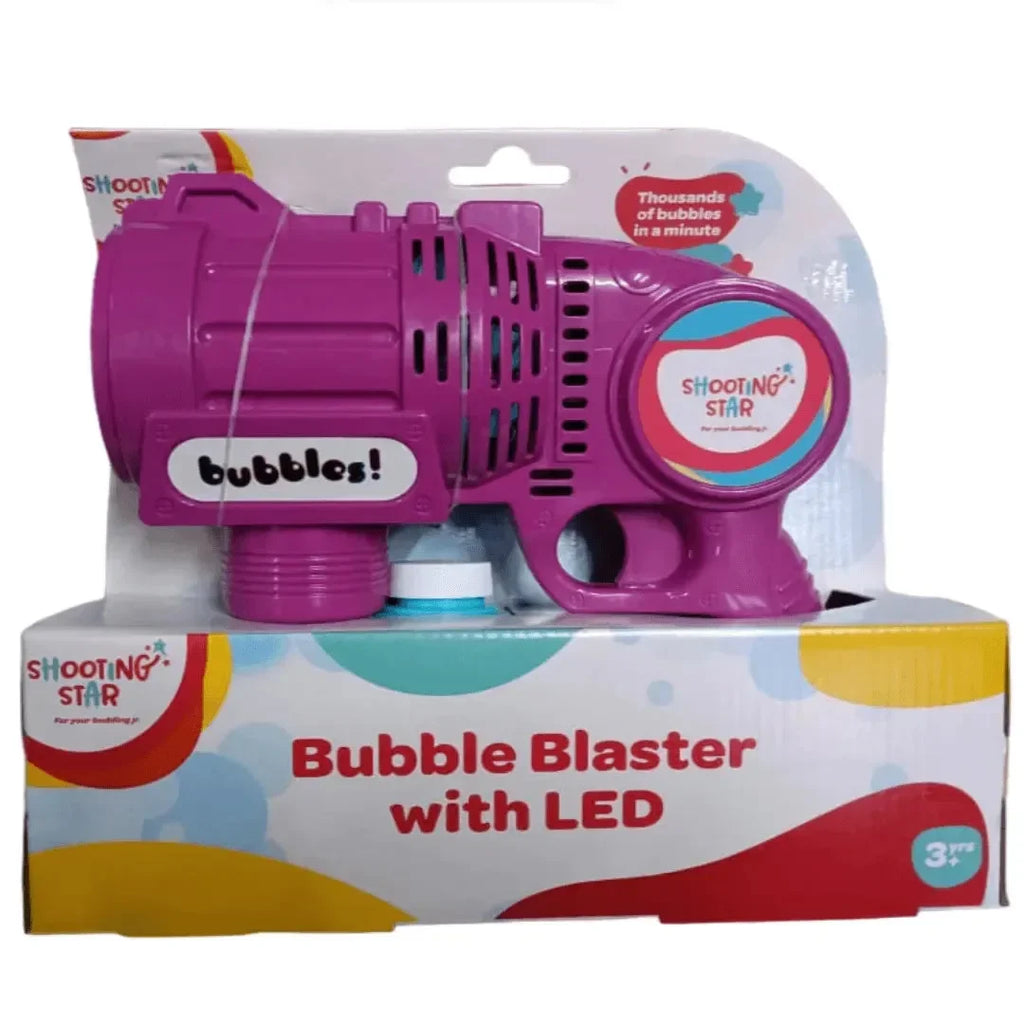 Shooting Star Bubble Blaster with LED Purple | Motorized Bubble Machine for Kids | High-Speed Bubble Output | LED Lighting | Leak-Proof Design - Naivri