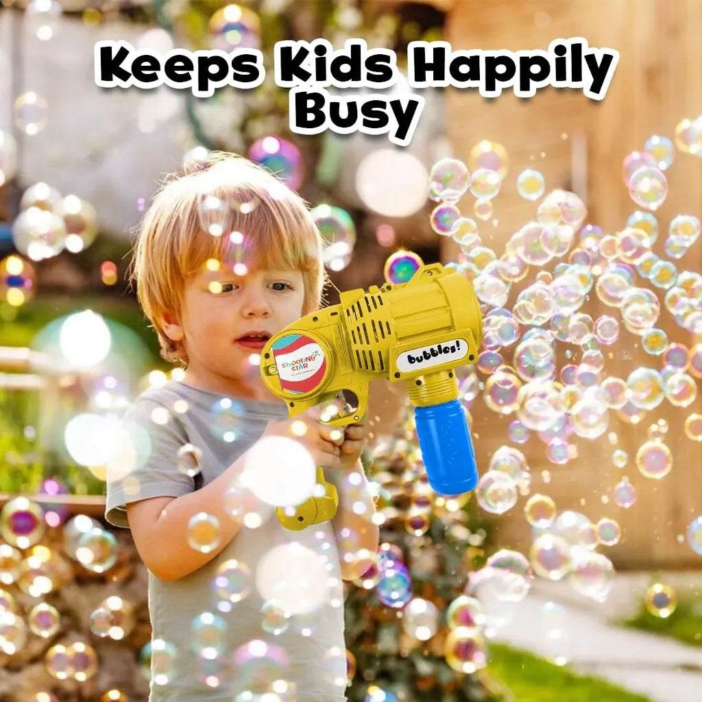 Shooting Star Bubble Blaster with LED Yellow – Motorized Bubble Gun for Kids | Leak-Proof & LED-Equipped Toy - Naivri