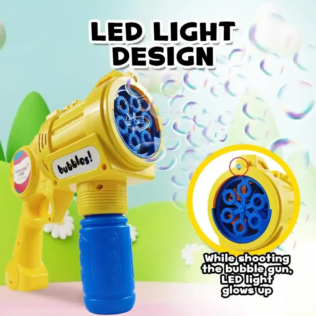Shooting Star Bubble Blaster with LED Yellow – Motorized Bubble Gun for Kids | Leak-Proof & LED-Equipped Toy - Naivri