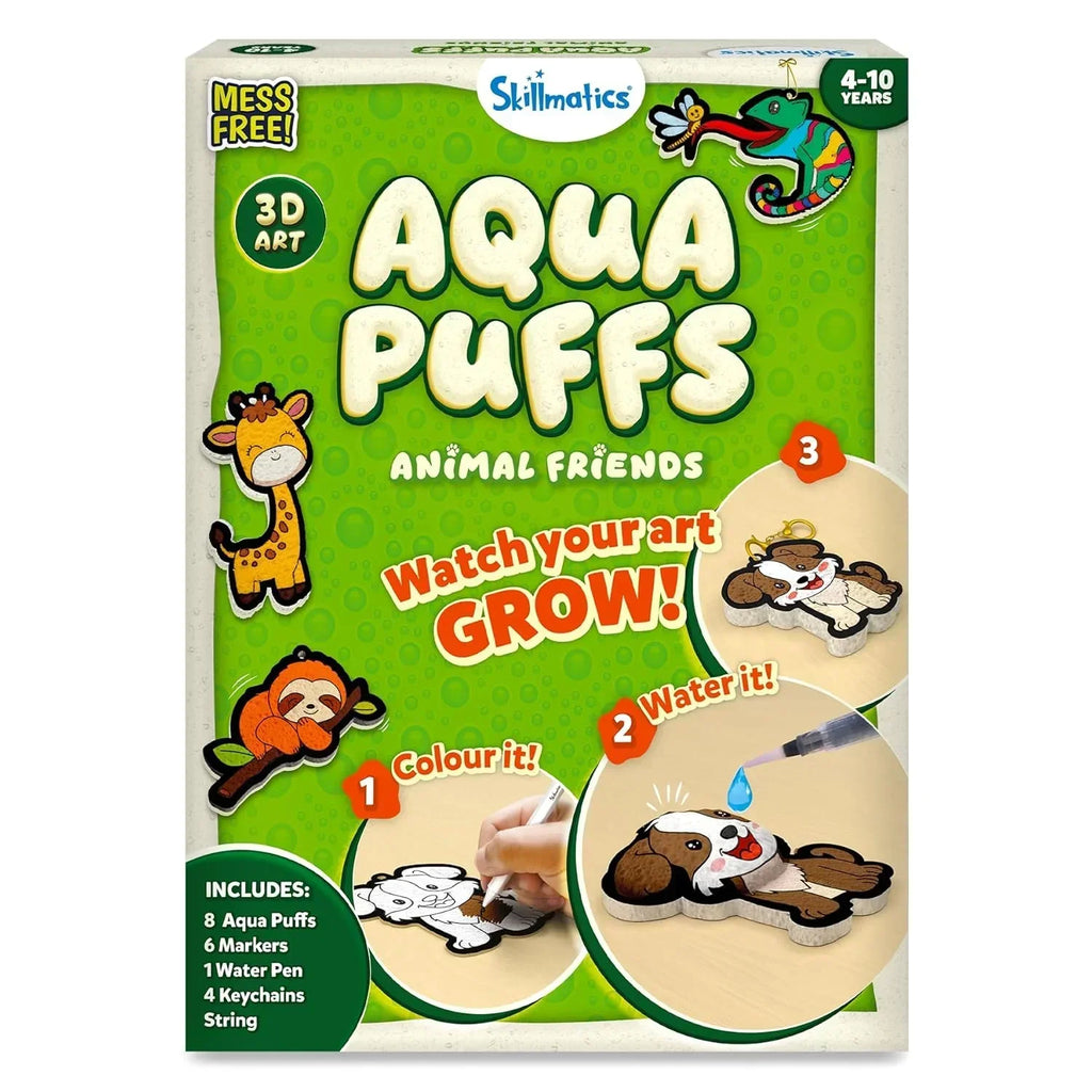 Skillmatics Aqua Puffs 3D Art Kit – DIY Mess-Free Animal Craft for Kids - Naivri