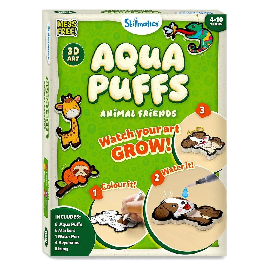 Skillmatics Aqua Puffs 3D Art Kit – DIY Mess-Free Animal Craft for Kids - Naivri