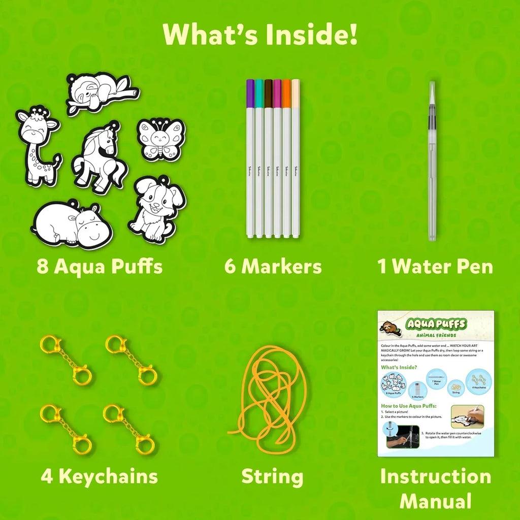 Skillmatics Aqua Puffs 3D Art Kit – DIY Mess-Free Animal Craft for Kids - Naivri