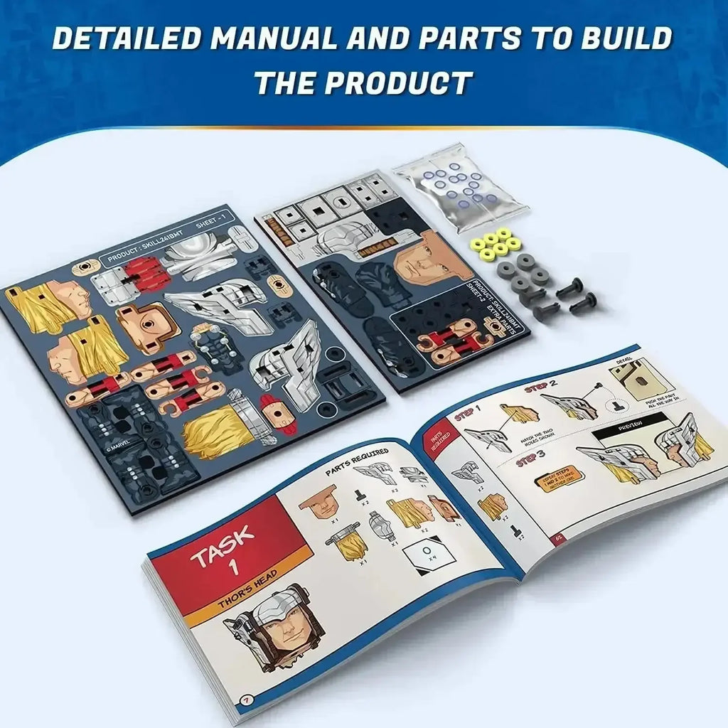 Skillmatics Buildables Thor Wooden Action Figure Kit for Kids Ages 8+ | Build, Play & Learn STEM Toy | No Glue, Eco-Friendly Parts | Hands-On Engineering Activity | Made in India - Naivri