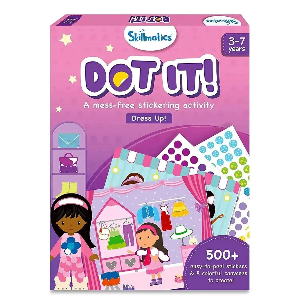 Skillmatics Dot It! Dress Up | 500+ Reusable Stickers | 8 Canvas Scenes | Fine Motor Skill Activity Kit for Girls & Boys - Naivri