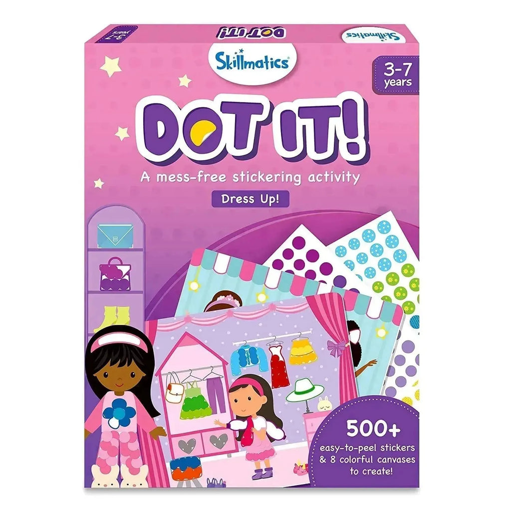 Skillmatics Dot It! Dress Up | 500+ Reusable Stickers | 8 Canvas Scenes | Fine Motor Skill Activity Kit for Girls & Boys - Naivri