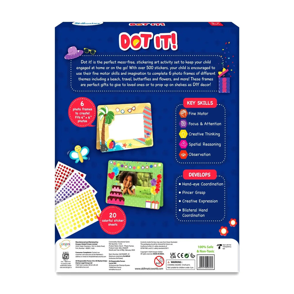 Skillmatics Dot it! - Photo Frames | No Mess Sticker Art (Ages 3–7) | 500+ Stickers | DIY Arts & Crafts Kit | Ideal for Gifting and Creative Play - Naivri