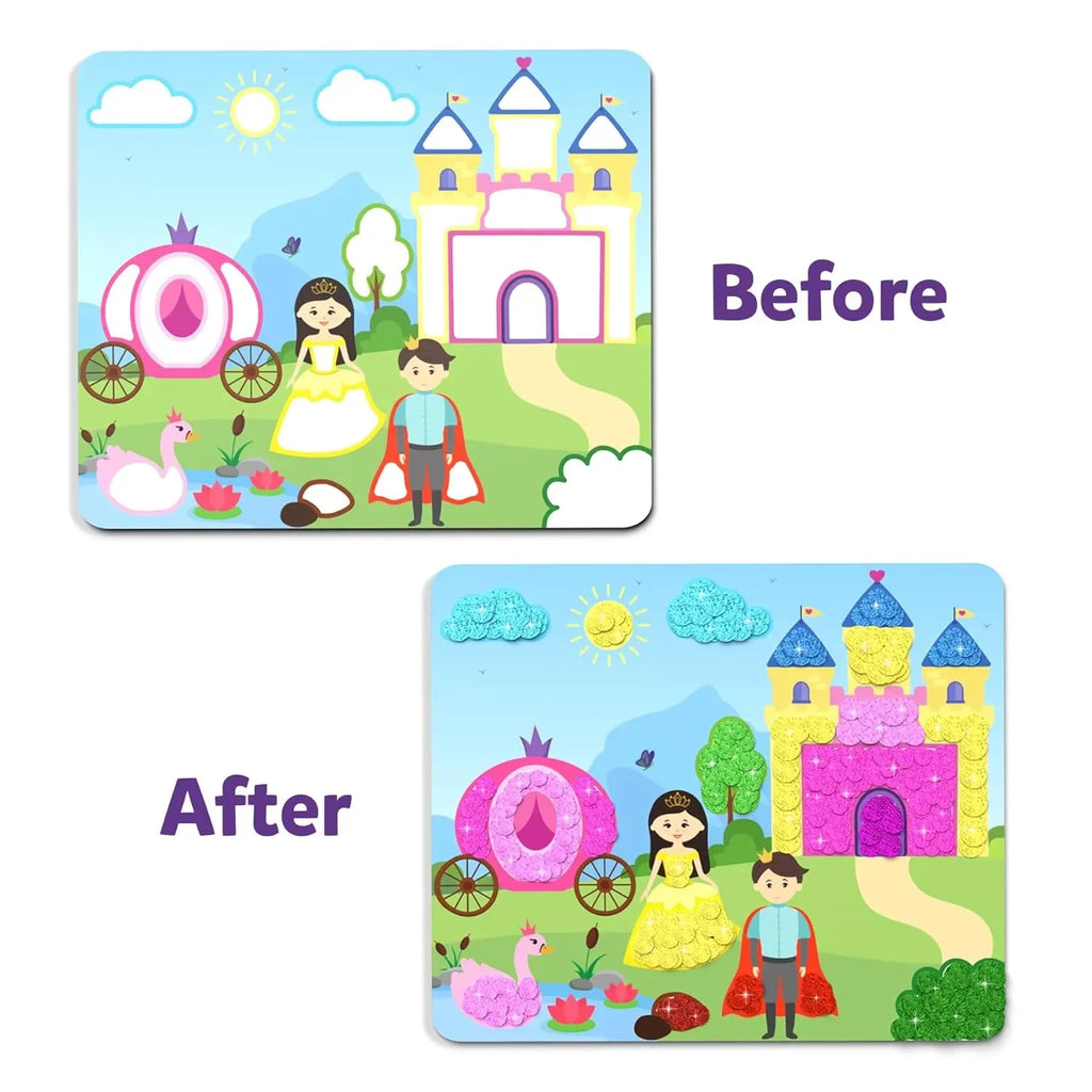 Skillmatics Dot It Sticker Art Activity – Unicorns & Princesses | 500+ Sparkly Stickers | No-Mess DIY Craft Kit for Girls | Creative Gift for Ages 3 to 7 - Naivri
