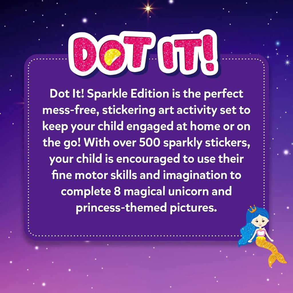 Skillmatics Dot It Sticker Art Activity – Unicorns & Princesses | 500+ Sparkly Stickers | No-Mess DIY Craft Kit for Girls | Creative Gift for Ages 3 to 7 - Naivri