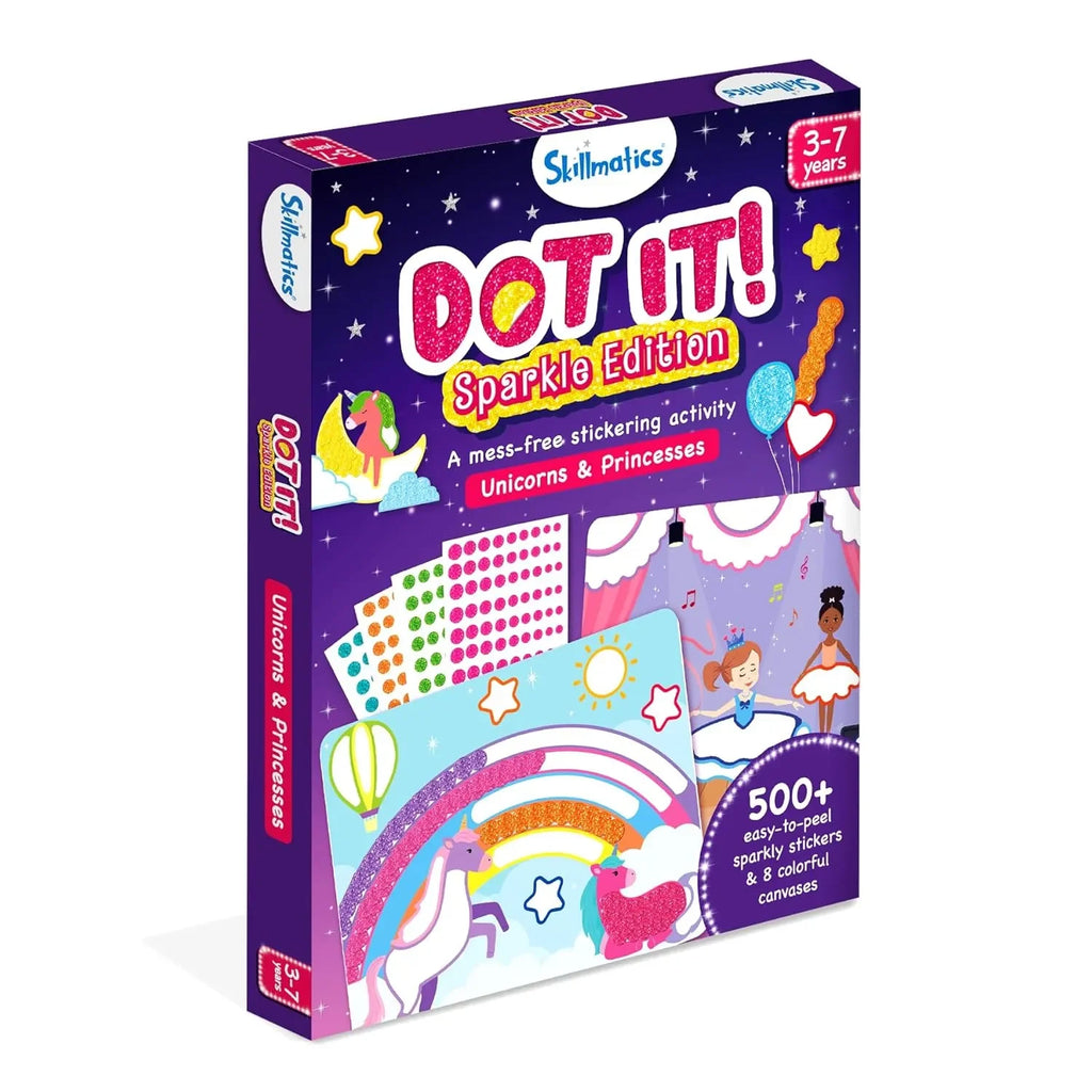 Skillmatics Dot It Sticker Art Activity – Unicorns & Princesses | 500+ Sparkly Stickers | No-Mess DIY Craft Kit for Girls | Creative Gift for Ages 3 to 7 - Naivri