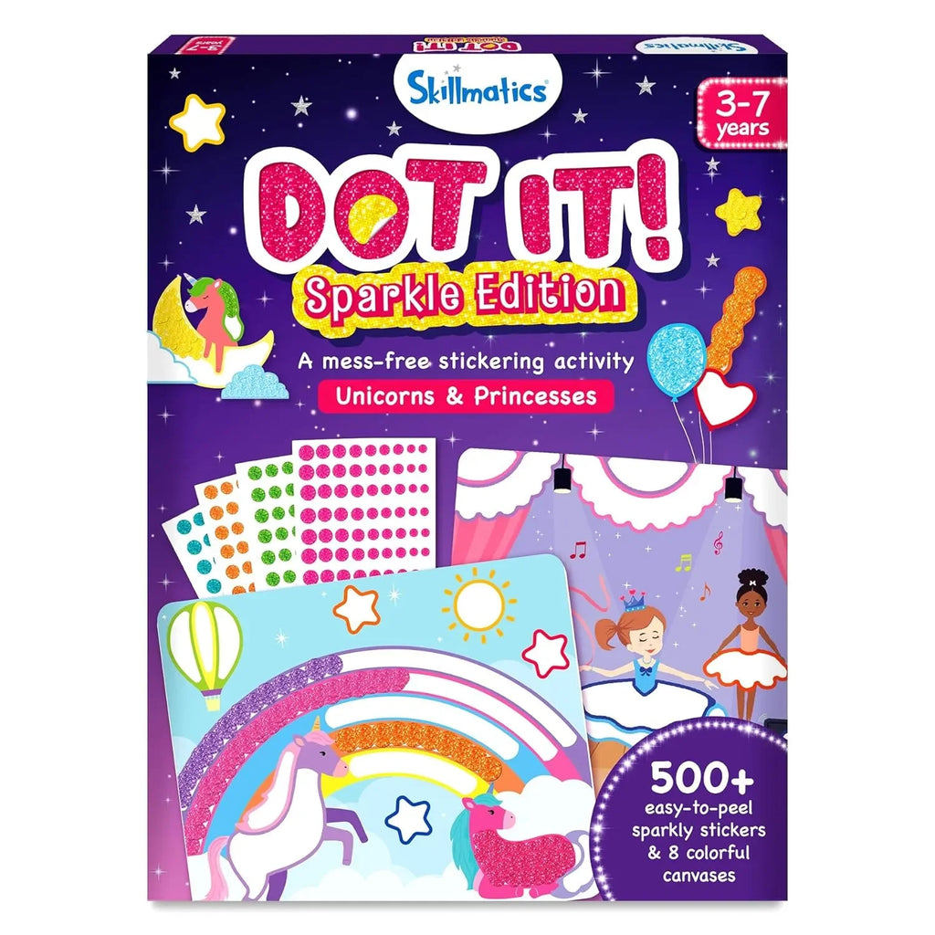 Skillmatics Dot It Sticker Art Activity – Unicorns & Princesses | 500+ Sparkly Stickers | No-Mess DIY Craft Kit for Girls | Creative Gift for Ages 3 to 7 - Naivri
