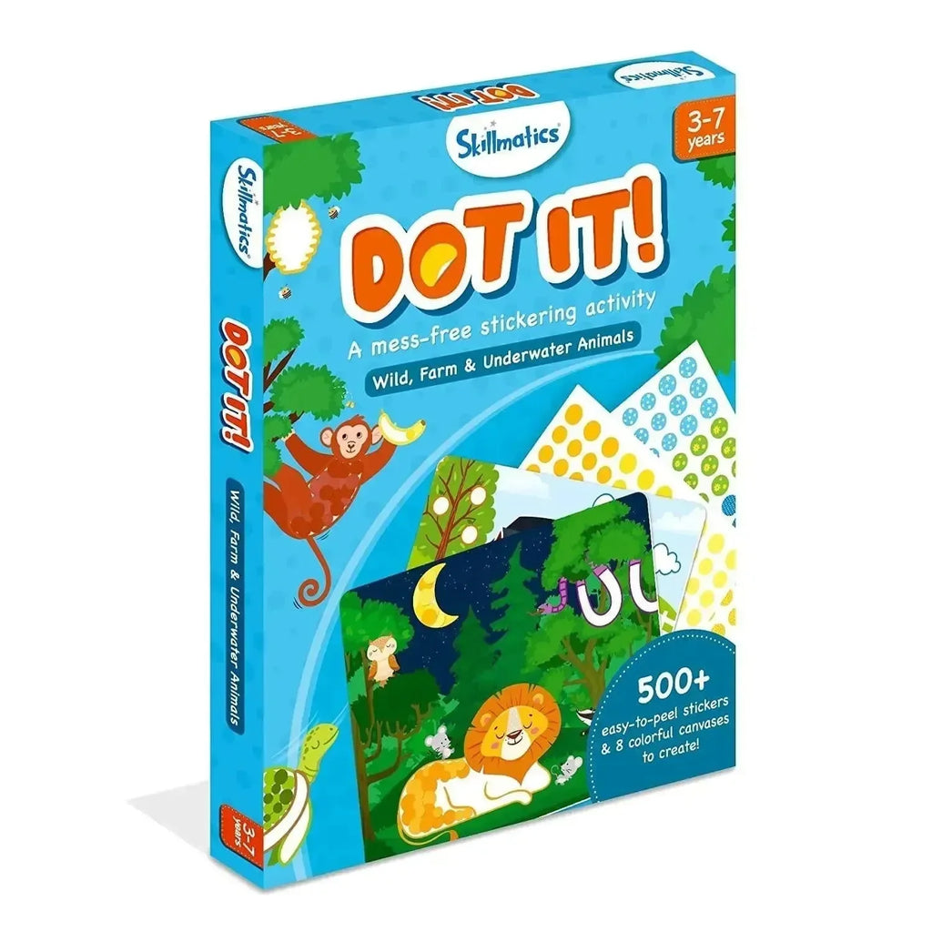 Skillmatics Dot It Wild, Farm & Underwater Animals | 500+ Stickers | No-Mess Creative Sticker Activity Kit for Ages 3–7 - Naivri