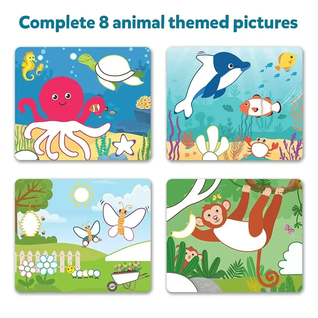 Skillmatics Dot It Wild, Farm & Underwater Animals | 500+ Stickers | No-Mess Creative Sticker Activity Kit for Ages 3–7 - Naivri
