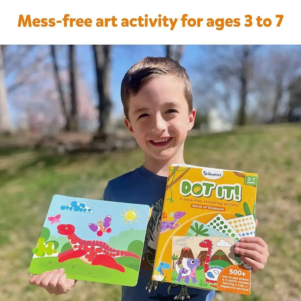 Skillmatics Dot It World of Dinosaurs | Dinosaur Sticker Activity Kit for Kids 3-7 | Fine Motor Skills & Creativity Development - Naivri