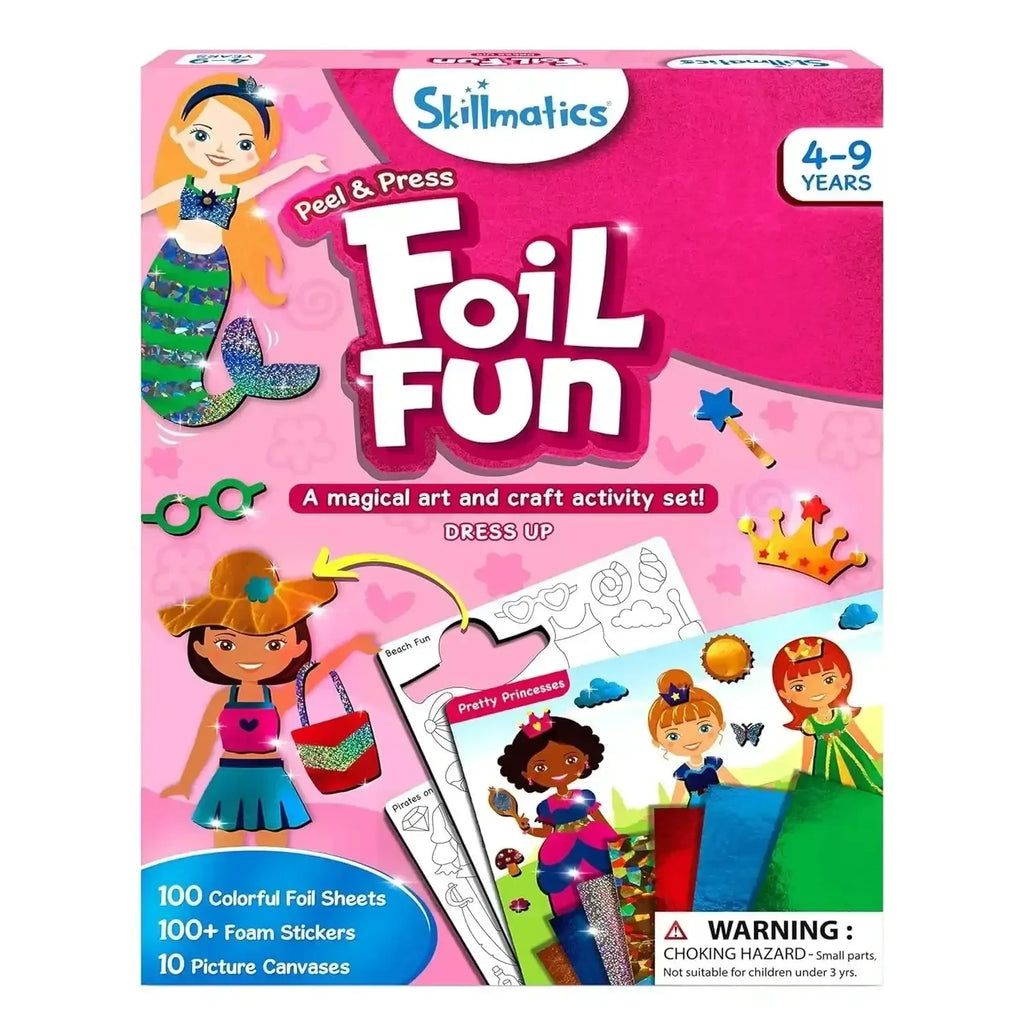 Skillmatics Foil Fun Dress Up – DIY Foil Art & Craft Kit for Kids Ages 4+ | 10 Picture Canvases, 100+ Foam Stickers, 100 Foil Sheets | Mess-Free Creative Activity - Naivri