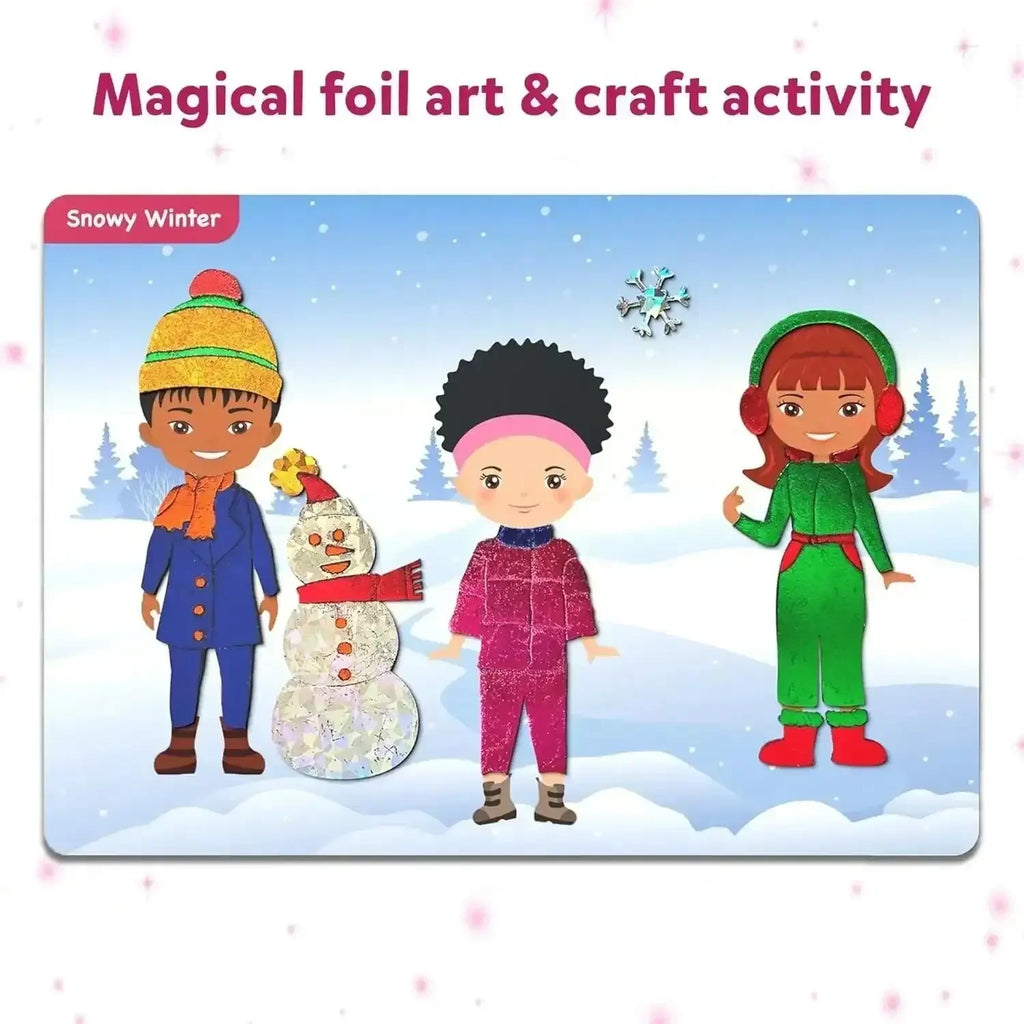 Skillmatics Foil Fun Dress Up – DIY Foil Art & Craft Kit for Kids Ages 4+ | 10 Picture Canvases, 100+ Foam Stickers, 100 Foil Sheets | Mess-Free Creative Activity - Naivri