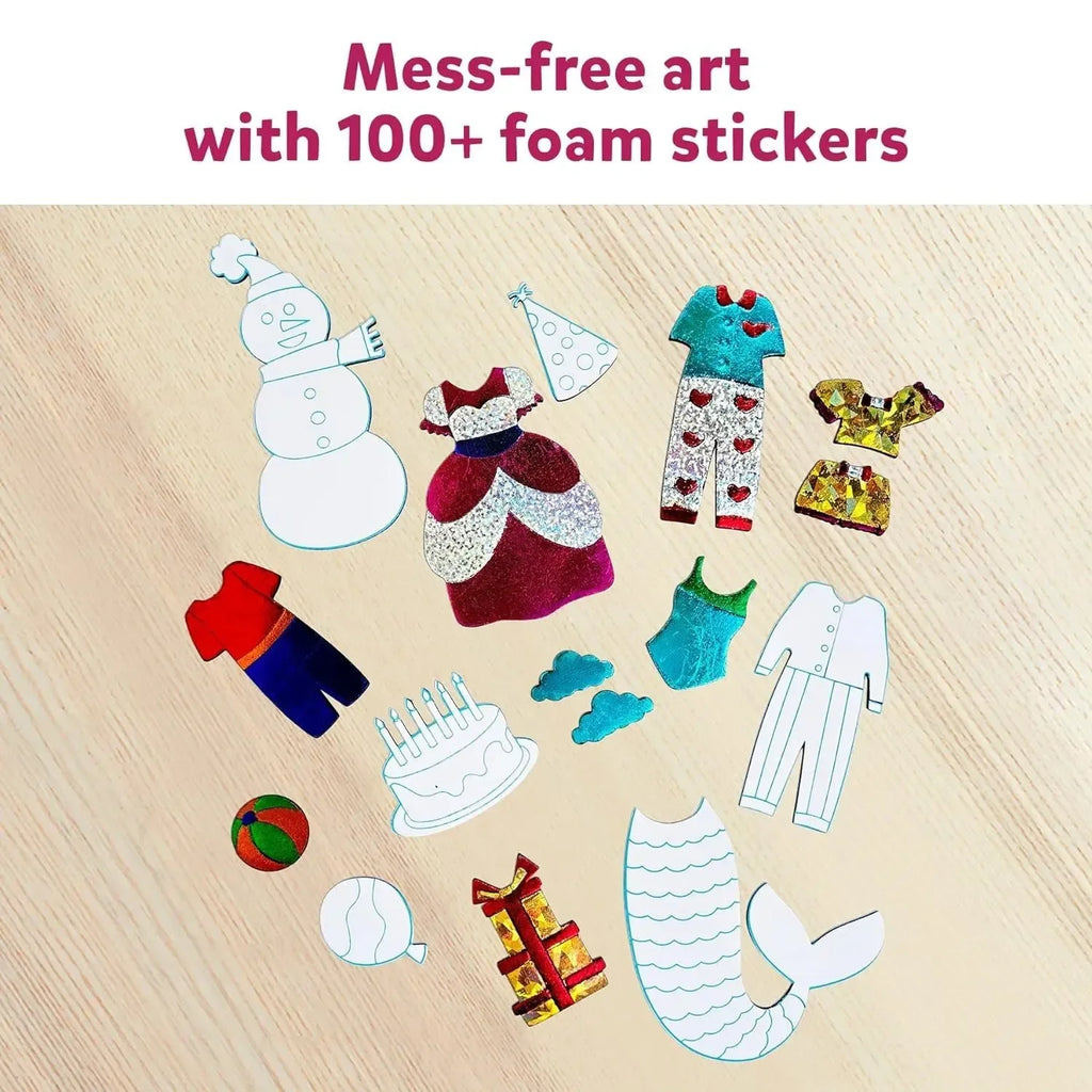 Skillmatics Foil Fun Dress Up – DIY Foil Art & Craft Kit for Kids Ages 4+ | 10 Picture Canvases, 100+ Foam Stickers, 100 Foil Sheets | Mess-Free Creative Activity - Naivri