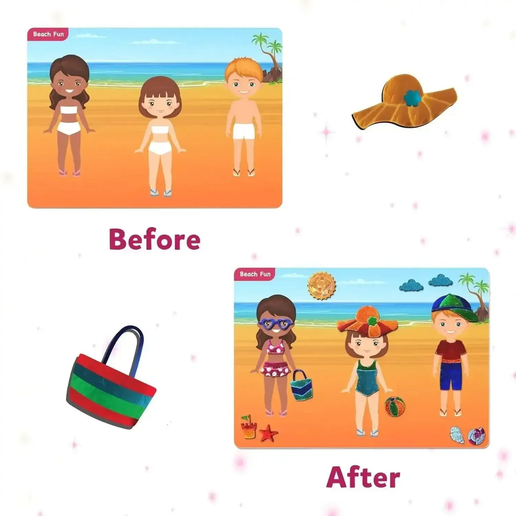 Skillmatics Foil Fun Dress Up – DIY Foil Art & Craft Kit for Kids Ages 4+ | 10 Picture Canvases, 100+ Foam Stickers, 100 Foil Sheets | Mess-Free Creative Activity - Naivri