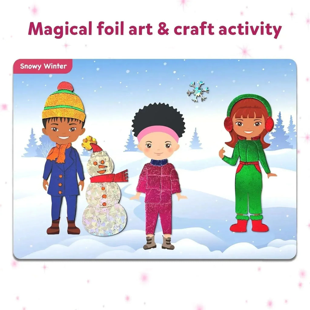 Skillmatics Foil Fun Dress Up – DIY Foil Art & Craft Kit for Kids Ages 4+ | 10 Picture Canvases, 100+ Foam Stickers, 100 Foil Sheets | Mess-Free Creative Activity - Naivri