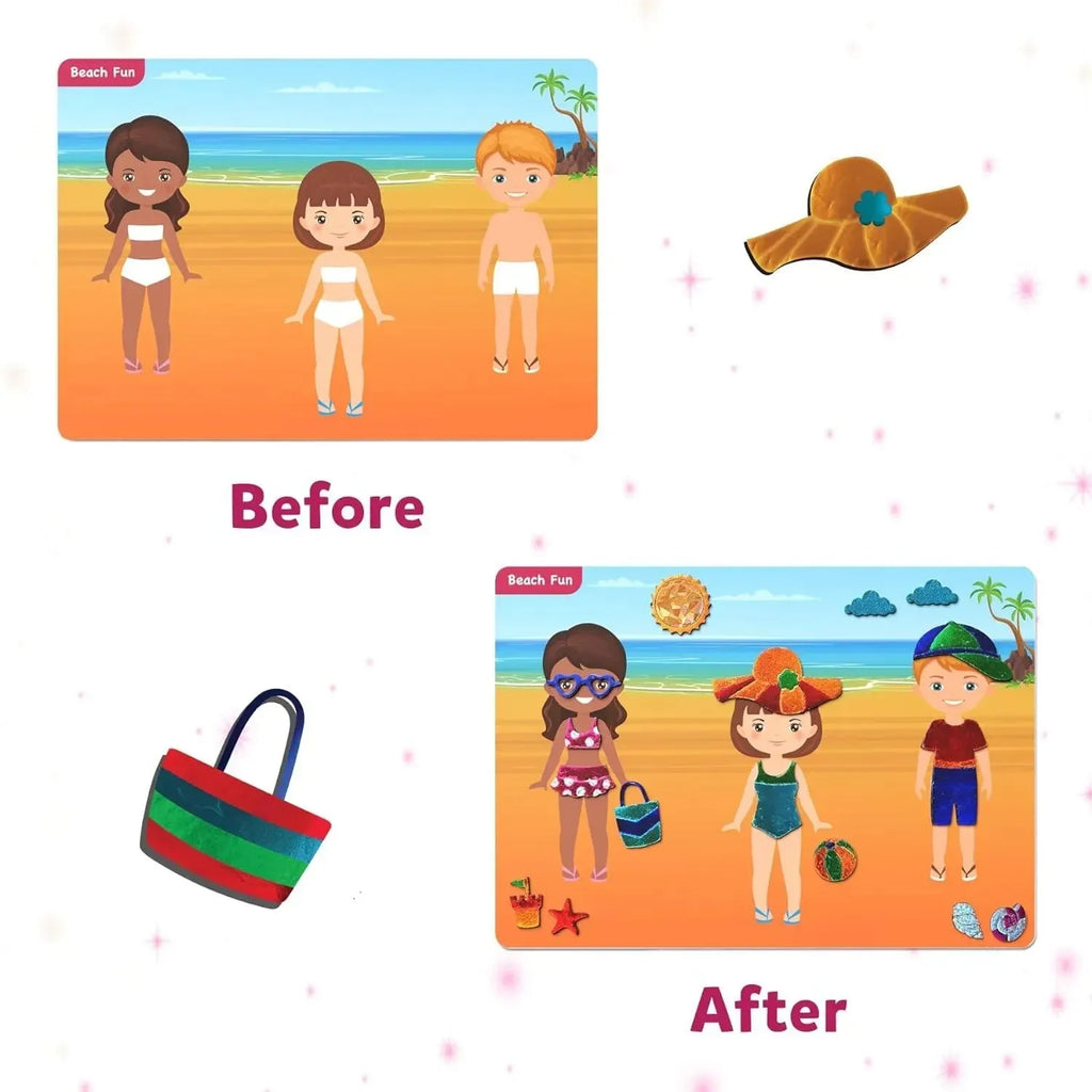 Skillmatics Foil Fun Dress Up – DIY Foil Art & Craft Kit for Kids Ages 4+ | 10 Picture Canvases, 100+ Foam Stickers, 100 Foil Sheets | Mess-Free Creative Activity - Naivri