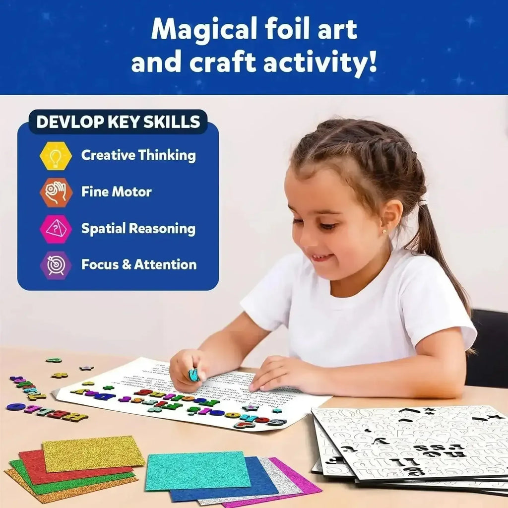 Skillmatics Foil Fun Letter & Number Stickers – Creative & Mess-Free Art Kit for Kids - Naivri