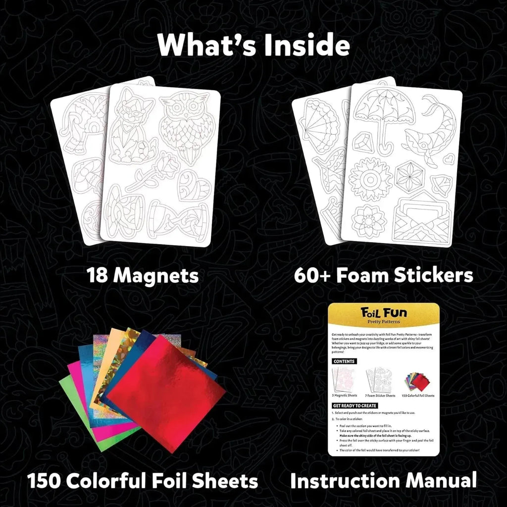 Skillmatics Foil Fun Pretty Patterns – DIY Foil Art & Craft Activity Kit for Kids | Create Magnets, Stickers & Decorative Designs | For Ages 7+ - Naivri