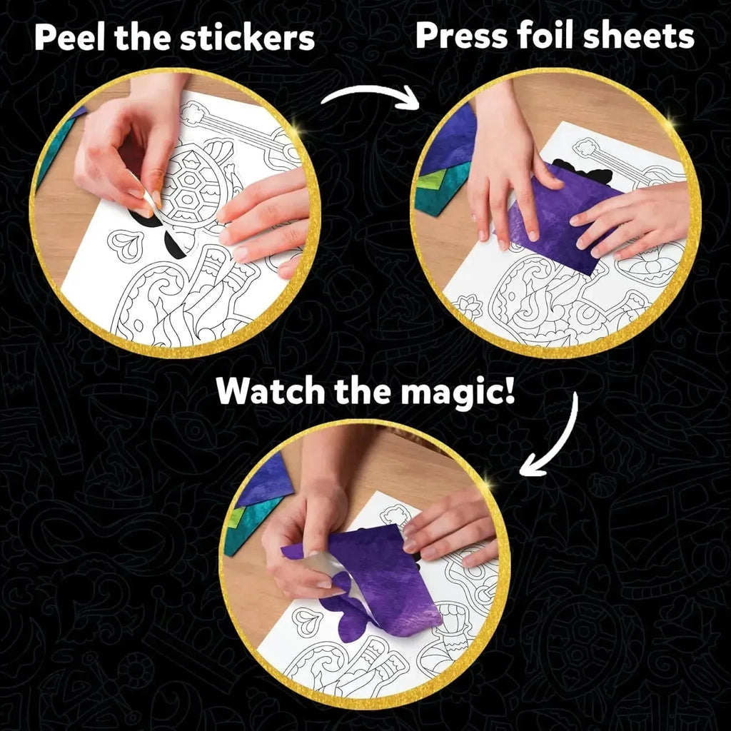 Skillmatics Foil Fun Pretty Patterns – DIY Foil Art & Craft Activity Kit for Kids | Create Magnets, Stickers & Decorative Designs | For Ages 7+ - Naivri