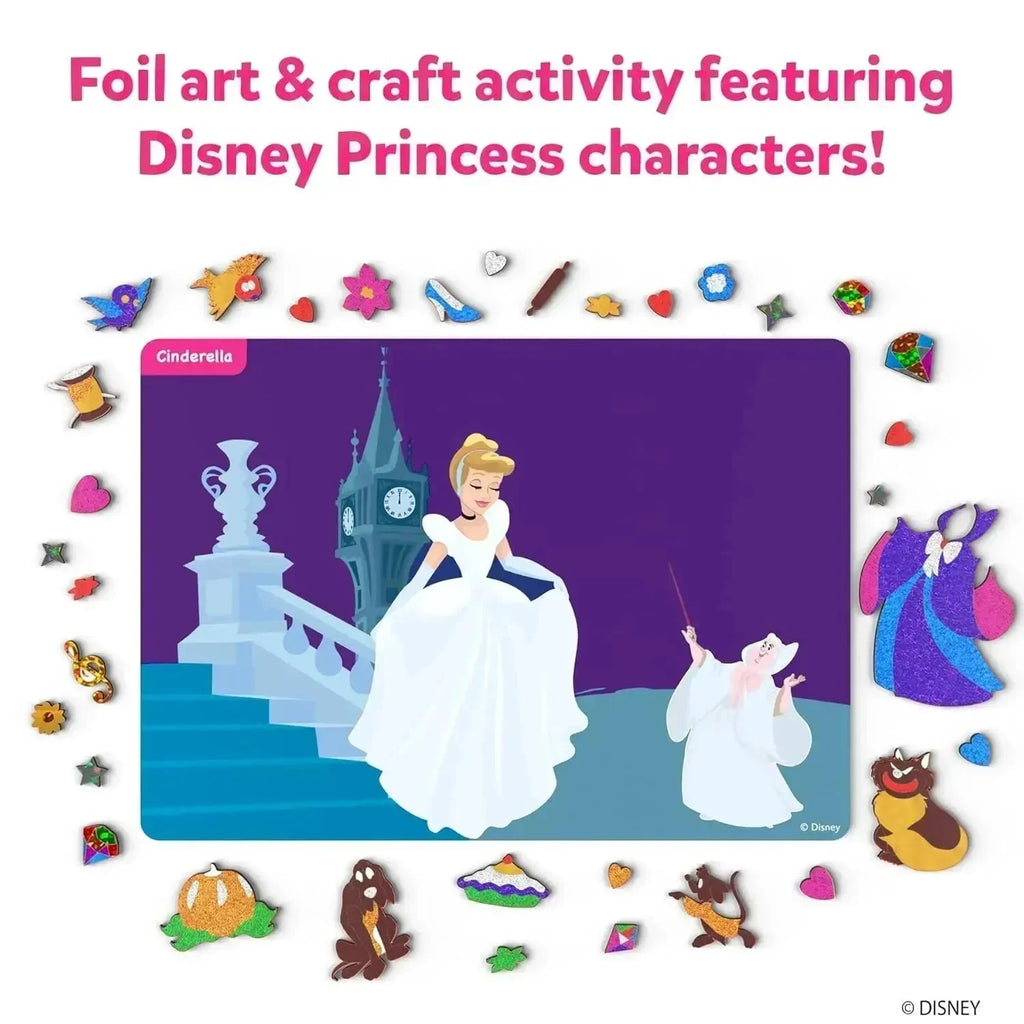 Skillmatics Foil Fun Princess | Disney Princess Foil Art & Craft Kit for Girls Age 4+ | 10 Canvases, 100 Foil Sheets, 250+ Stickers | DIY Mess-Free Creative Activity for Kids - Naivri