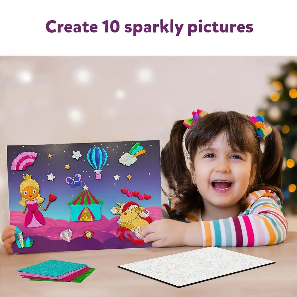 Skillmatics Foil Fun Unicorns & Princess – DIY Foil Art & Craft Kit for Girls Ages 4 to 9 | 10 Picture Canvases, 100+ Foam Stickers, 100 Foil Sheets | Mess-Free Creative Kit - Naivri