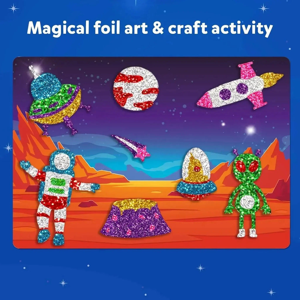 Skillmatics Foil Fun Up in Space – Mess-Free Art & Craft Kit for Kids | Creative Foil Sticker Activity Set for Ages 4 to 9 - Naivri
