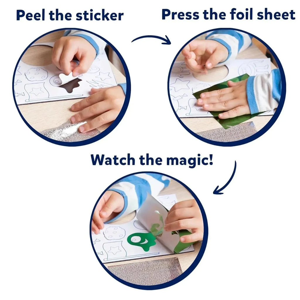 Skillmatics Foil Fun Up in Space – Mess-Free Art & Craft Kit for Kids | Creative Foil Sticker Activity Set for Ages 4 to 9 - Naivri